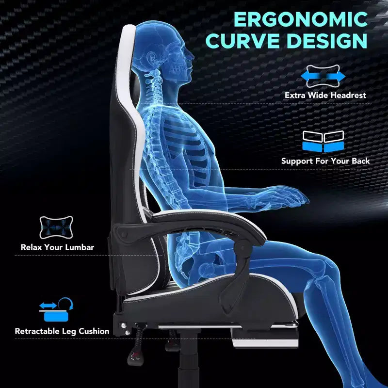 Sillón ergonómico de oficina y gaming Hoffree extragrande con masaje, reposapiés y ajustable para PC