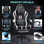 Sillón ergonómico de oficina y gaming Hoffree extragrande con masaje, reposapiés y ajustable para PC