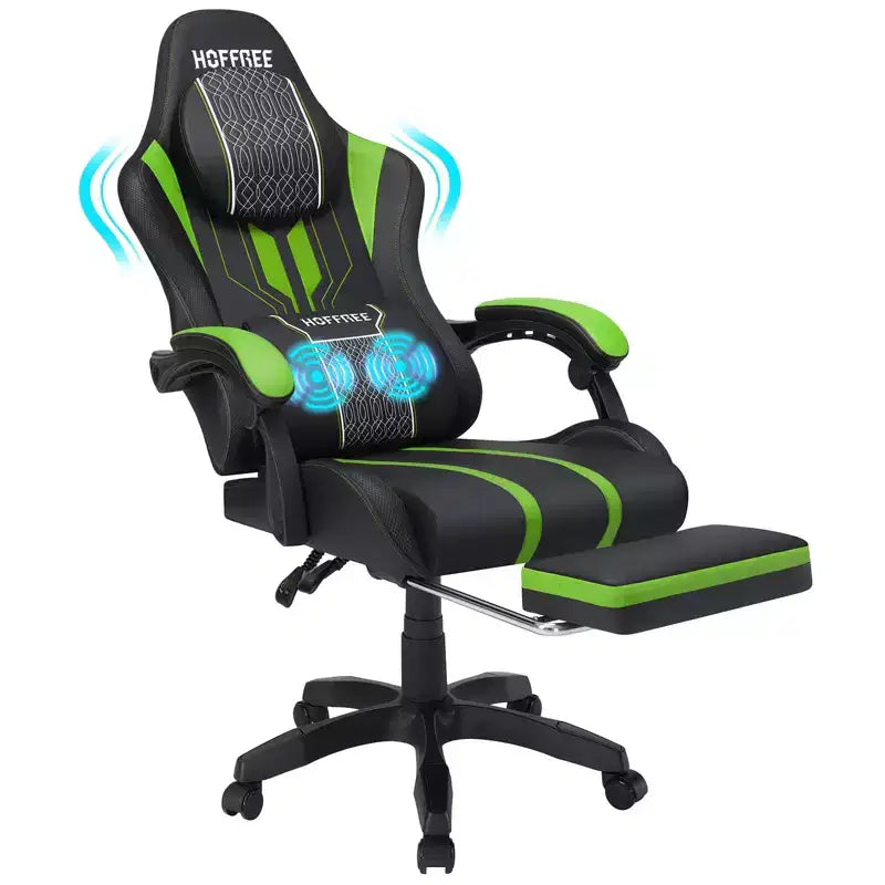 Sillón ergonómico de oficina y gaming Hoffree extragrande con masaje, reposapiés y ajustable para PC