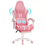 Sillón ergonómico de oficina y gaming Hoffree extragrande con masaje, reposapiés y ajustable para PC