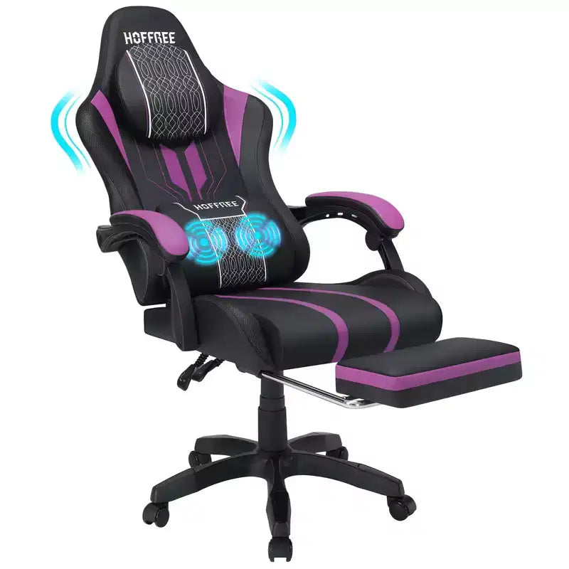 Sillón ergonómico de oficina y gaming Hoffree extragrande con masaje, reposapiés y ajustable para PC