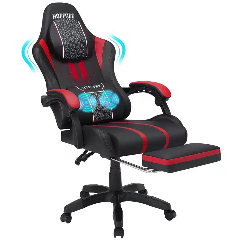 Sillón ergonómico de oficina y gaming Hoffree extragrande con masaje, reposapiés y ajustable para PC