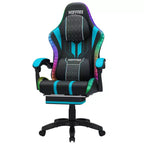 Sillón de masaje Hoffree extra grande para videojuegos, silla ergonómica de oficina para PC con altavoz Bluetooth y luz RGB
