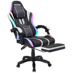 Sillón de masaje Hoffree extra grande para videojuegos, silla ergonómica de oficina para PC con altavoz Bluetooth y luz RGB