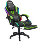 Sillón de masaje Hoffree extra grande para videojuegos, silla ergonómica de oficina para PC con altavoz Bluetooth y luz RGB