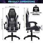 Sillón de masaje Hoffree extra grande para videojuegos, silla ergonómica de oficina para PC con altavoz Bluetooth y luz RGB