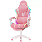Sillón de masaje Hoffree extra grande para videojuegos, silla ergonómica de oficina para PC con altavoz Bluetooth y luz RGB