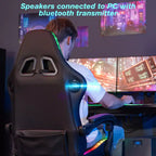 Sillón de masaje Hoffree extra grande para videojuegos, silla ergonómica de oficina para PC con altavoz Bluetooth y luz RGB