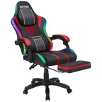 Sillón de masaje Hoffree extra grande para videojuegos, silla ergonómica de oficina para PC con altavoz Bluetooth y luz RGB
