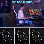Sillón de masaje Hoffree extra grande para videojuegos, silla ergonómica de oficina para PC con altavoz Bluetooth y luz RGB