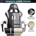 Sillón de masaje Hoffree extra grande para videojuegos, silla ergonómica de oficina para PC con altavoz Bluetooth y luz RGB