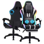 Sillón de masaje Hoffree extra grande para videojuegos, silla ergonómica de oficina para PC con altavoz Bluetooth y luz RGB