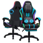 Sillón de masaje Hoffree extra grande para videojuegos, silla ergonómica de oficina para PC con altavoz Bluetooth y luz RGB