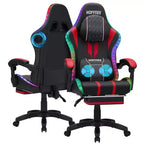 Sillón de masaje Hoffree extra grande para videojuegos, silla ergonómica de oficina para PC con altavoz Bluetooth y luz RGB