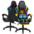 Sillón de masaje Hoffree extra grande para videojuegos, silla ergonómica de oficina para PC con altavoz Bluetooth y luz RGB