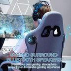 Silla Gaming de Masaje Ergonómica de Oficina para PC Hoffree con Tejido Transpirable, Altavoz Bluetooth y Reposapiés