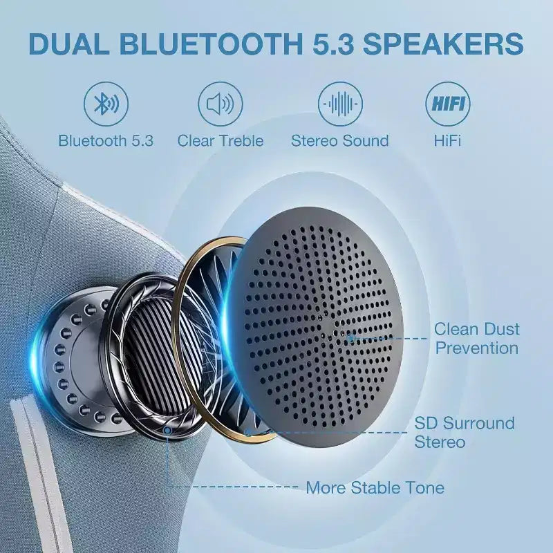 Silla Gaming de Masaje Ergonómica de Oficina para PC Hoffree con Tejido Transpirable, Altavoz Bluetooth y Reposapiés