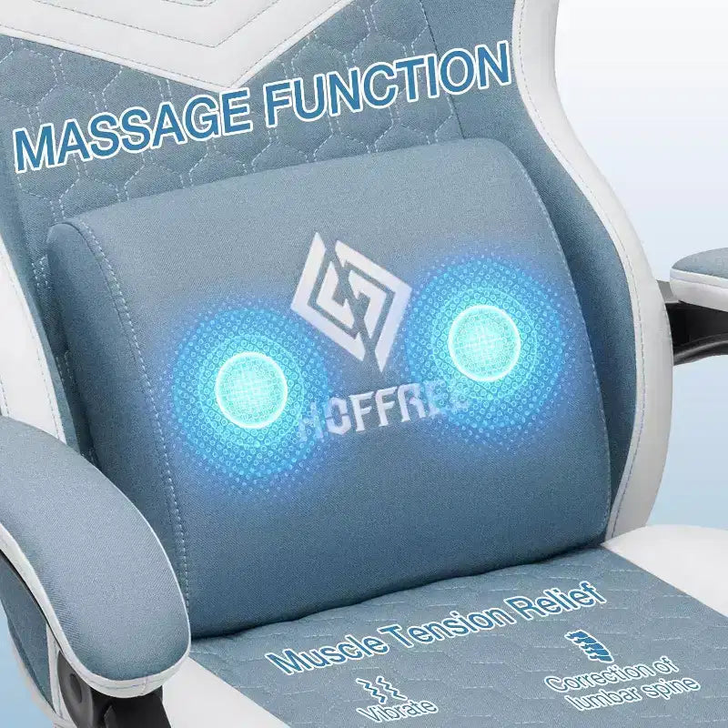 Silla Gaming de Masaje Ergonómica de Oficina para PC Hoffree con Tejido Transpirable, Altavoz Bluetooth y Reposapiés