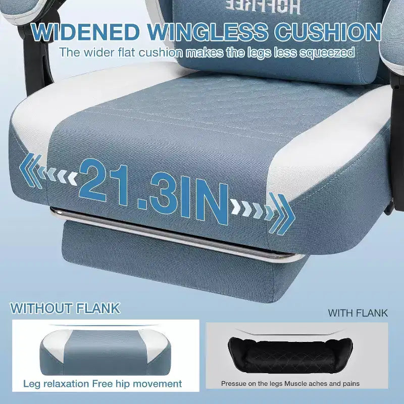 Silla Gaming de Masaje Ergonómica de Oficina para PC Hoffree con Tejido Transpirable, Altavoz Bluetooth y Reposapiés
