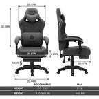Silla Gaming de Masaje Ergonómica de Oficina para PC Hoffree con Tejido Transpirable, Altavoz Bluetooth y Reposapiés