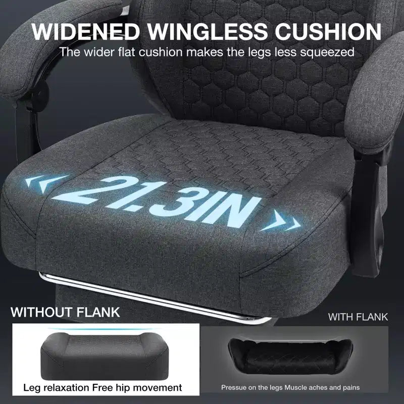 Silla Gaming de Masaje Ergonómica de Oficina para PC Hoffree con Tejido Transpirable, Altavoz Bluetooth y Reposapiés