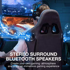 Silla Gaming de Masaje Ergonómica de Oficina para PC Hoffree con Tejido Transpirable, Altavoz Bluetooth y Reposapiés