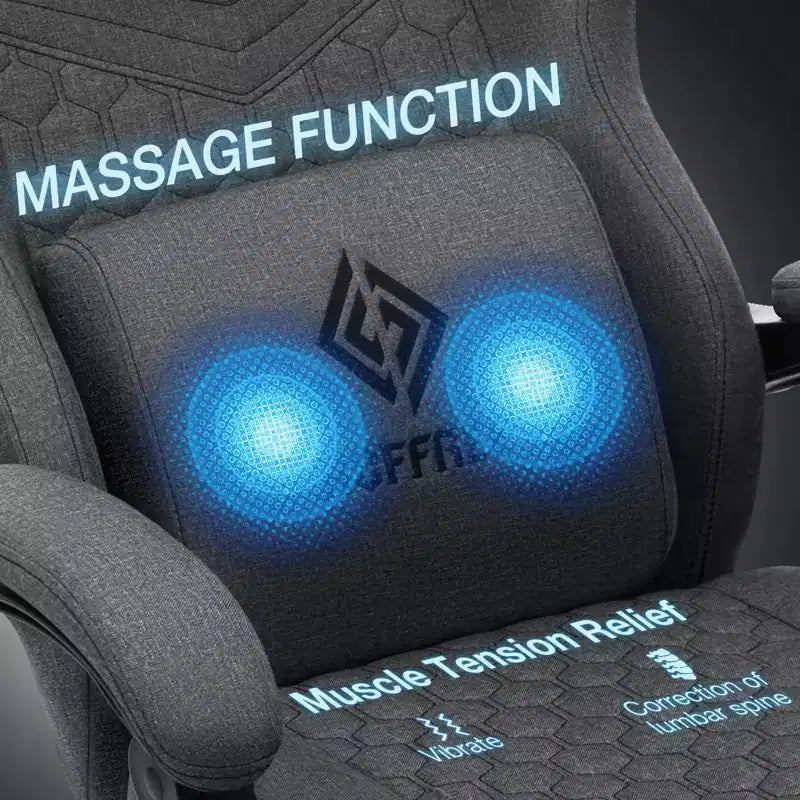 Silla Gaming de Masaje Ergonómica de Oficina para PC Hoffree con Tejido Transpirable, Altavoz Bluetooth y Reposapiés