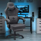 Silla Gaming de Masaje Ergonómica de Oficina para PC Hoffree con Tejido Transpirable, Altavoz Bluetooth y Reposapiés