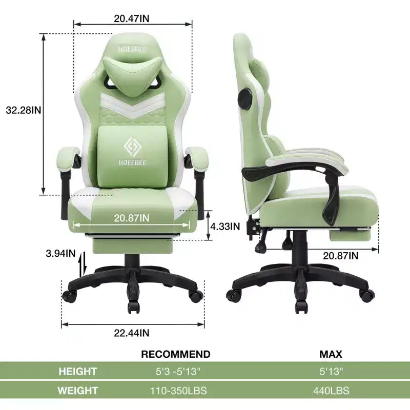 Silla Gaming de Masaje Ergonómica de Oficina para PC Hoffree con Tejido Transpirable, Altavoz Bluetooth y Reposapiés