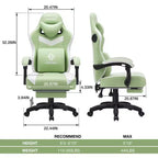 Silla Gaming de Masaje Ergonómica de Oficina para PC Hoffree con Tejido Transpirable, Altavoz Bluetooth y Reposapiés