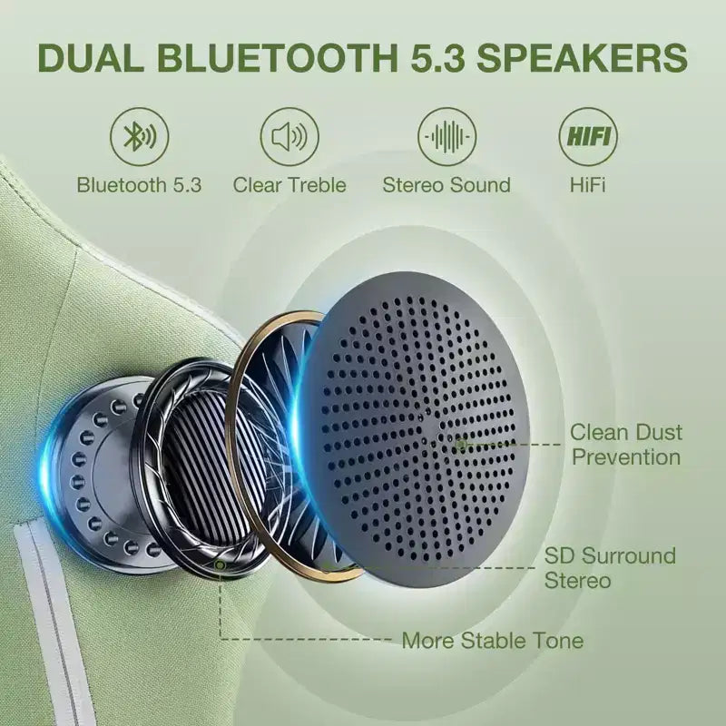 Silla Gaming de Masaje Ergonómica de Oficina para PC Hoffree con Tejido Transpirable, Altavoz Bluetooth y Reposapiés