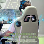 Silla Gaming de Masaje Ergonómica de Oficina para PC Hoffree con Tejido Transpirable, Altavoz Bluetooth y Reposapiés