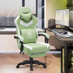 Silla Gaming de Masaje Ergonómica de Oficina para PC Hoffree con Tejido Transpirable, Altavoz Bluetooth y Reposapiés