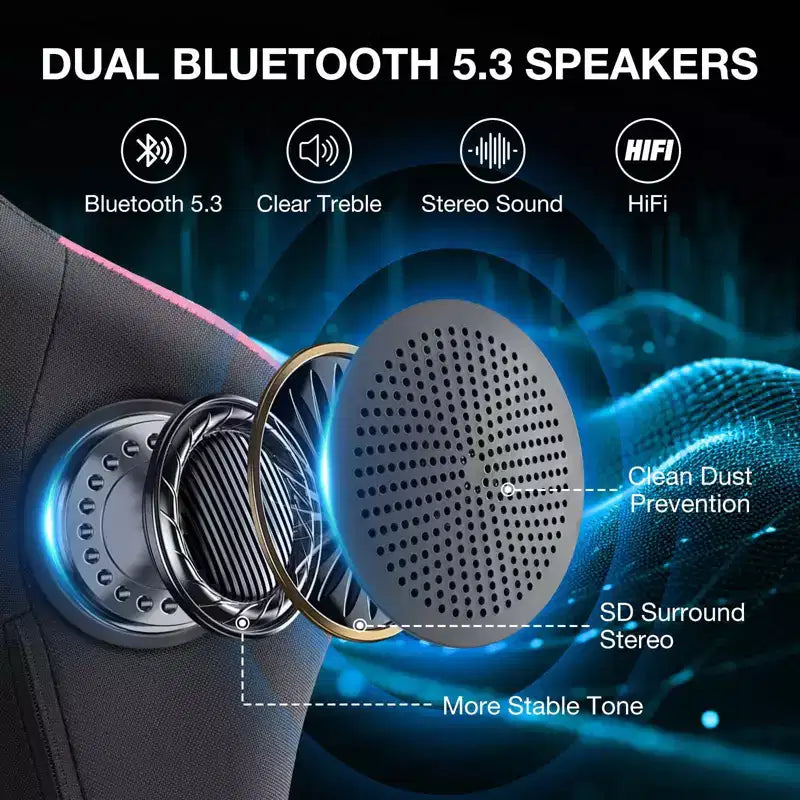 Silla Gaming de Masaje Ergonómica de Oficina para PC Hoffree con Tejido Transpirable, Altavoz Bluetooth y Reposapiés