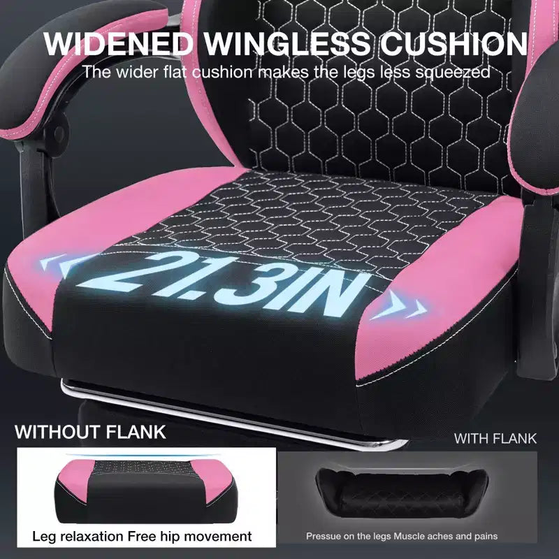 Silla Gaming de Masaje Ergonómica de Oficina para PC Hoffree con Tejido Transpirable, Altavoz Bluetooth y Reposapiés