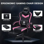 Silla Gaming de Masaje Ergonómica de Oficina para PC Hoffree con Tejido Transpirable, Altavoz Bluetooth y Reposapiés