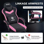 Silla Gaming de Masaje Ergonómica de Oficina para PC Hoffree con Tejido Transpirable, Altavoz Bluetooth y Reposapiés