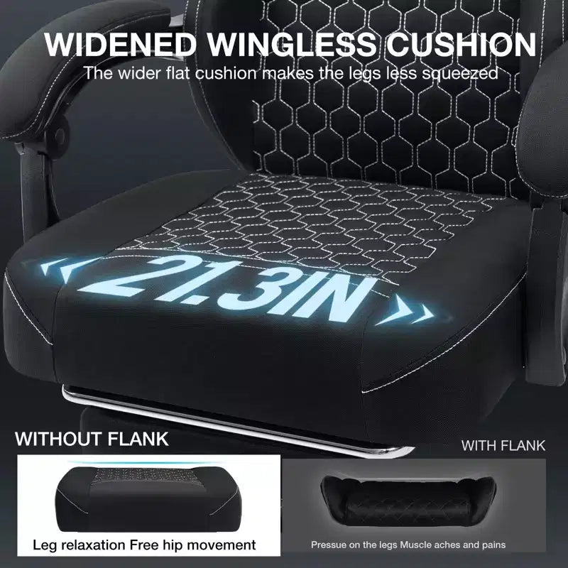 Silla Gaming de Masaje Ergonómica de Oficina para PC Hoffree con Tejido Transpirable, Altavoz Bluetooth y Reposapiés