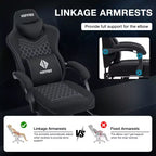 Silla Gaming de Masaje Ergonómica de Oficina para PC Hoffree con Tejido Transpirable, Altavoz Bluetooth y Reposapiés
