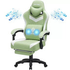 Silla Gaming de Masaje Ergonómica de Oficina para PC Hoffree con Tejido Transpirable, Altavoz Bluetooth y Reposapiés