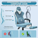 Sillón de masaje Hoffree de piel para juegos, silla ergonómica de oficina para PC con altavoz Bluetooth y reposapiés