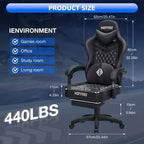 Sillón de masaje Hoffree de piel para juegos, silla ergonómica de oficina para PC con altavoz Bluetooth y reposapiés