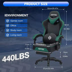 Sillón de masaje Hoffree de piel para juegos, silla ergonómica de oficina para PC con altavoz Bluetooth y reposapiés