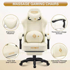 Sillón de masaje Hoffree de piel para juegos, silla ergonómica de oficina para PC con altavoz Bluetooth y reposapiés