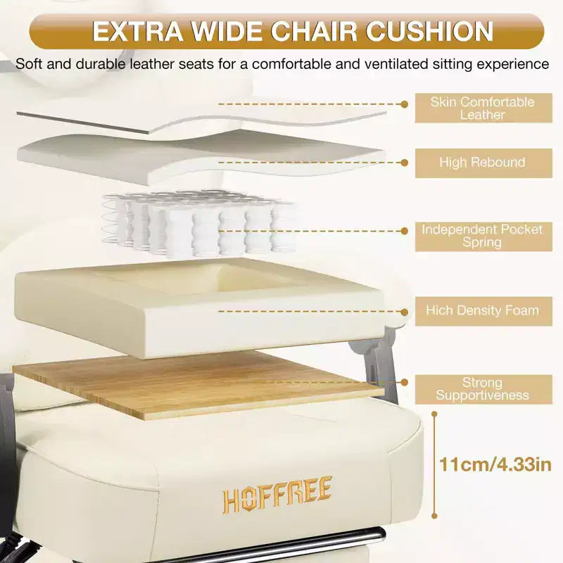 Sillón de masaje Hoffree de piel para juegos, silla ergonómica de oficina para PC con altavoz Bluetooth y reposapiés