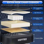 Sillón de masaje Hoffree de piel para juegos, silla ergonómica de oficina para PC con altavoz Bluetooth y reposapiés