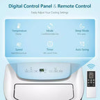 ¡Aire acondicionado portátil de 14,000 BTU con control remoto! Enfría habitaciones de hasta 65 m². Función 3 en 1, pantalla digital, temporizador de 24 horas, kit de instalación