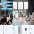 R.W. FLAME Aire acondicionado portátil de 10.000 BTU con control remoto, aire acondicionado 3 en 1 con pantalla digital, temporizador de 24 horas, kit de instalación para el hogar