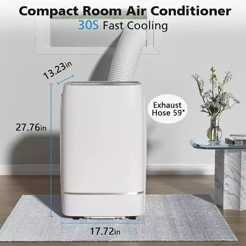 Aire Acondicionado Portátil, 13000 BTU para Habitación de hasta 55.7 m², Deshumidificador y Ventilador, AC Portátil con 3 Velocidades de Ventilador, Temporizador de 24H, Control Remoto