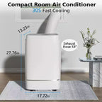 Aire Acondicionado Portátil, 12000 BTU para Habitación de hasta 51 m², Deshumidificador y Ventilador, AC Portátil con 3 Velocidades de Ventilador, Temporizador de 24H, Control Remoto